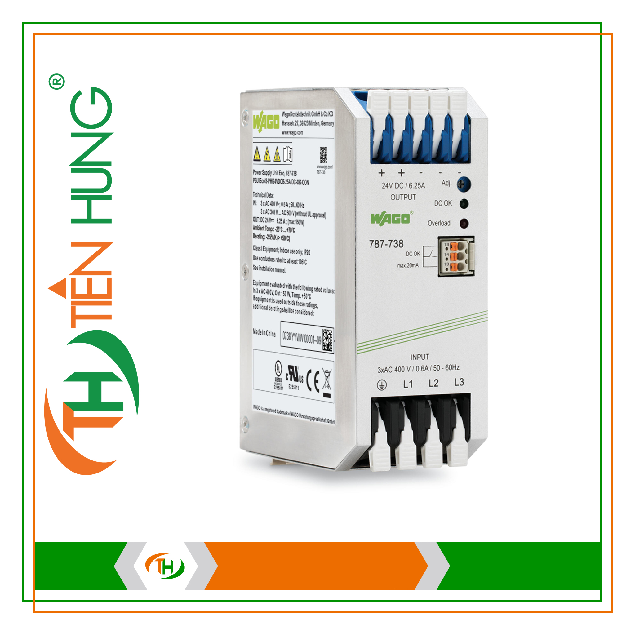 BỘ NGUỒN 3 PHA 24 VDC - 787-738 WAGO